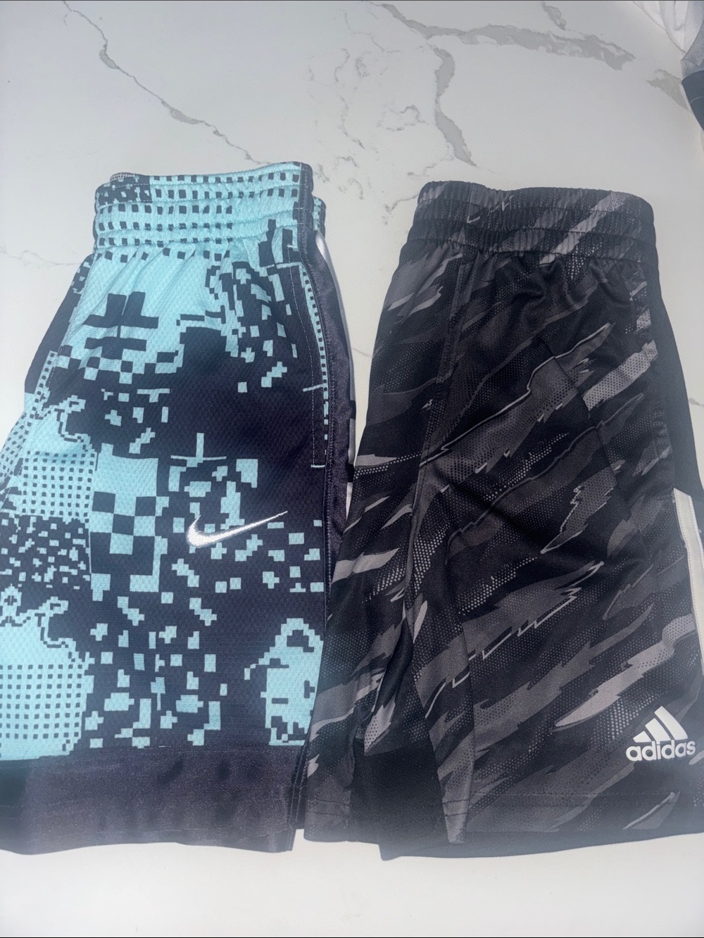 Nike Kids Light Blue and Black Graphic Athletic Shorts Bundle of 2
